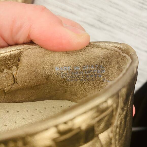 Trotter s Gold Woven Loafers Flats Size 5 Quiet Luxury Metallic Classic - Picture 4 of 7